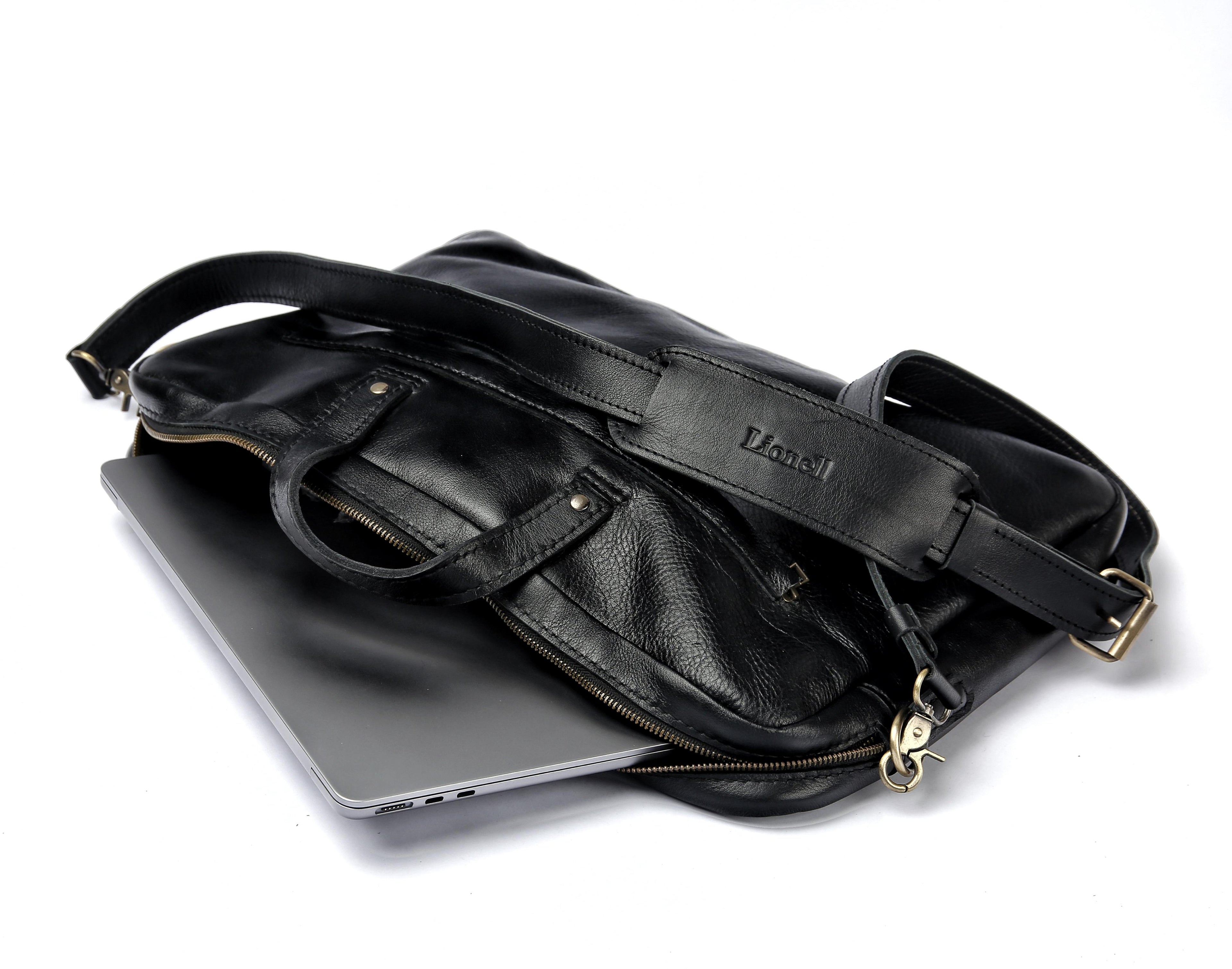 The Noir pebbled Laptop Bag