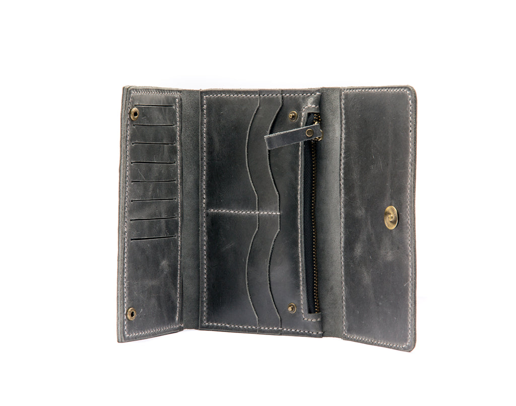 Tri-fold Long Wallet . Grey