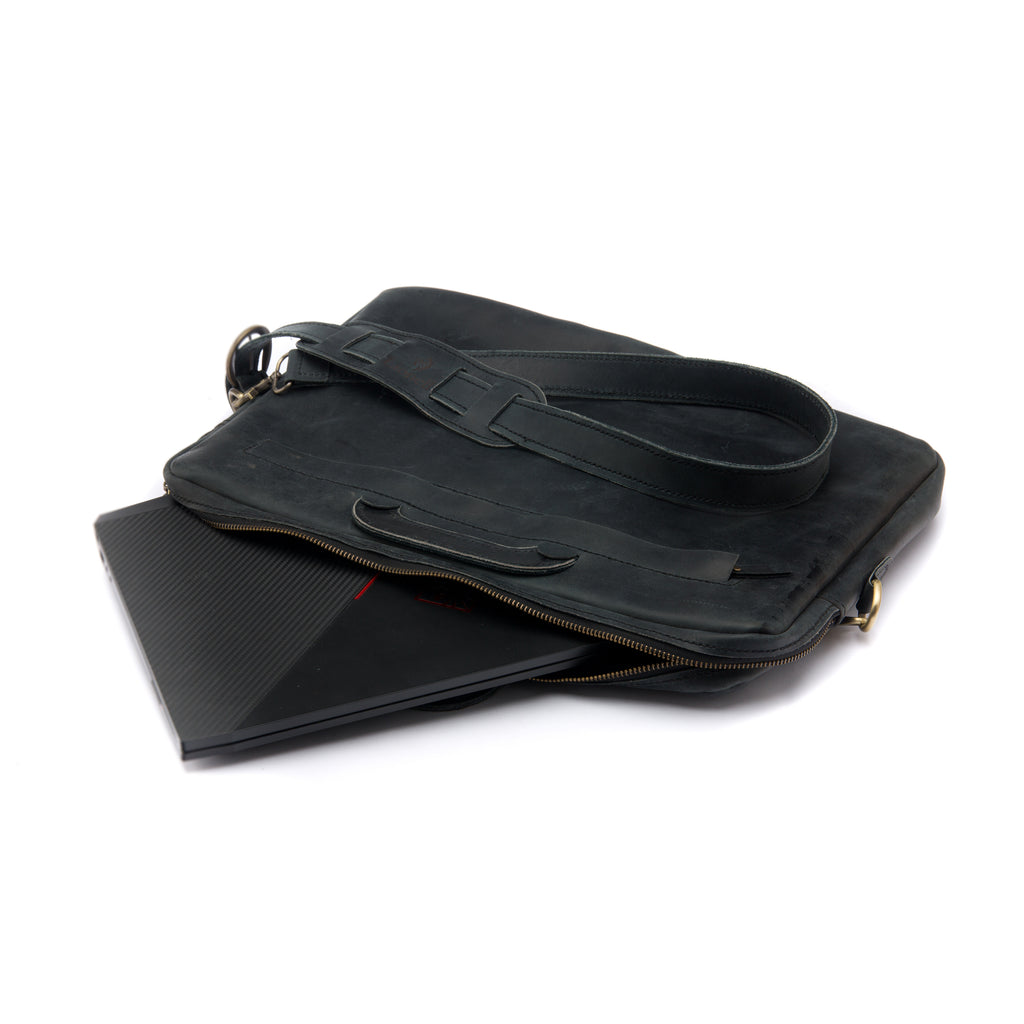Vintage Laptop Bag . Black