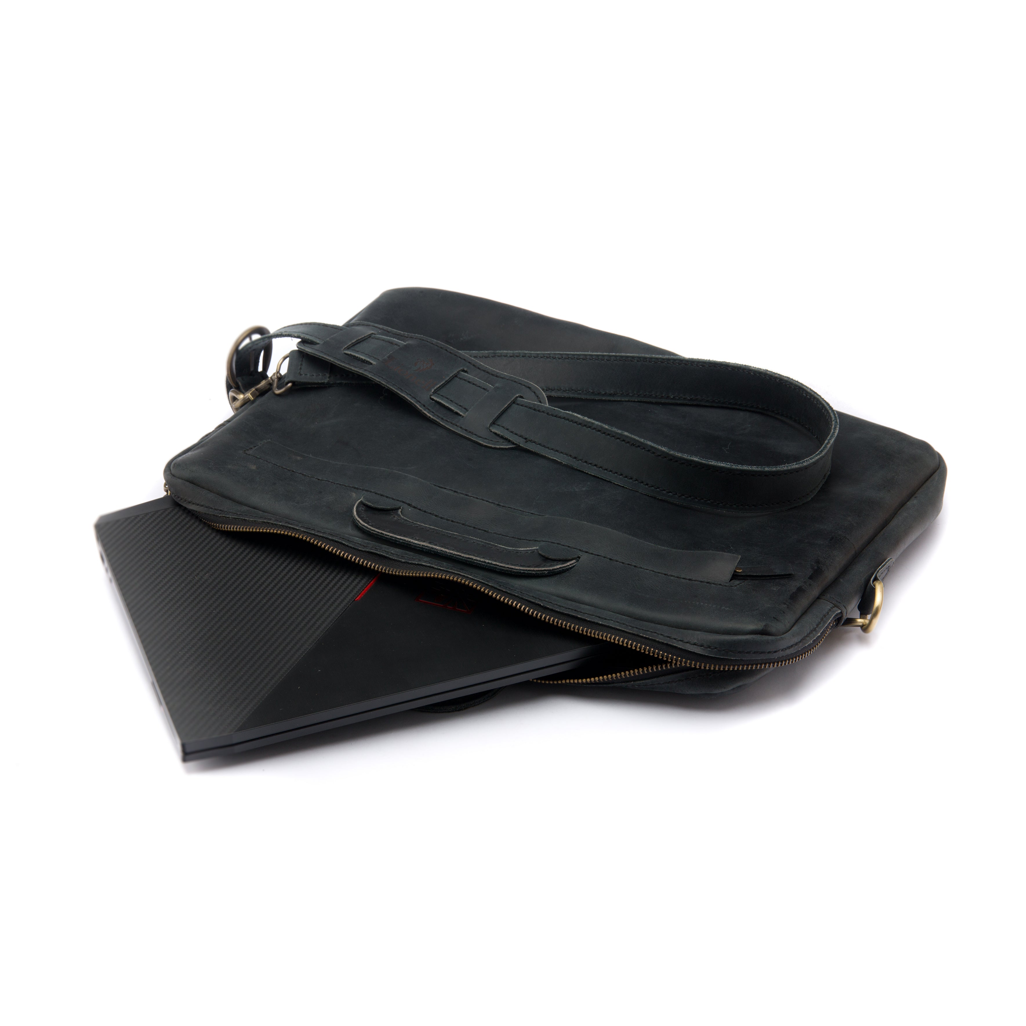 Vintage Laptop Bag . Black