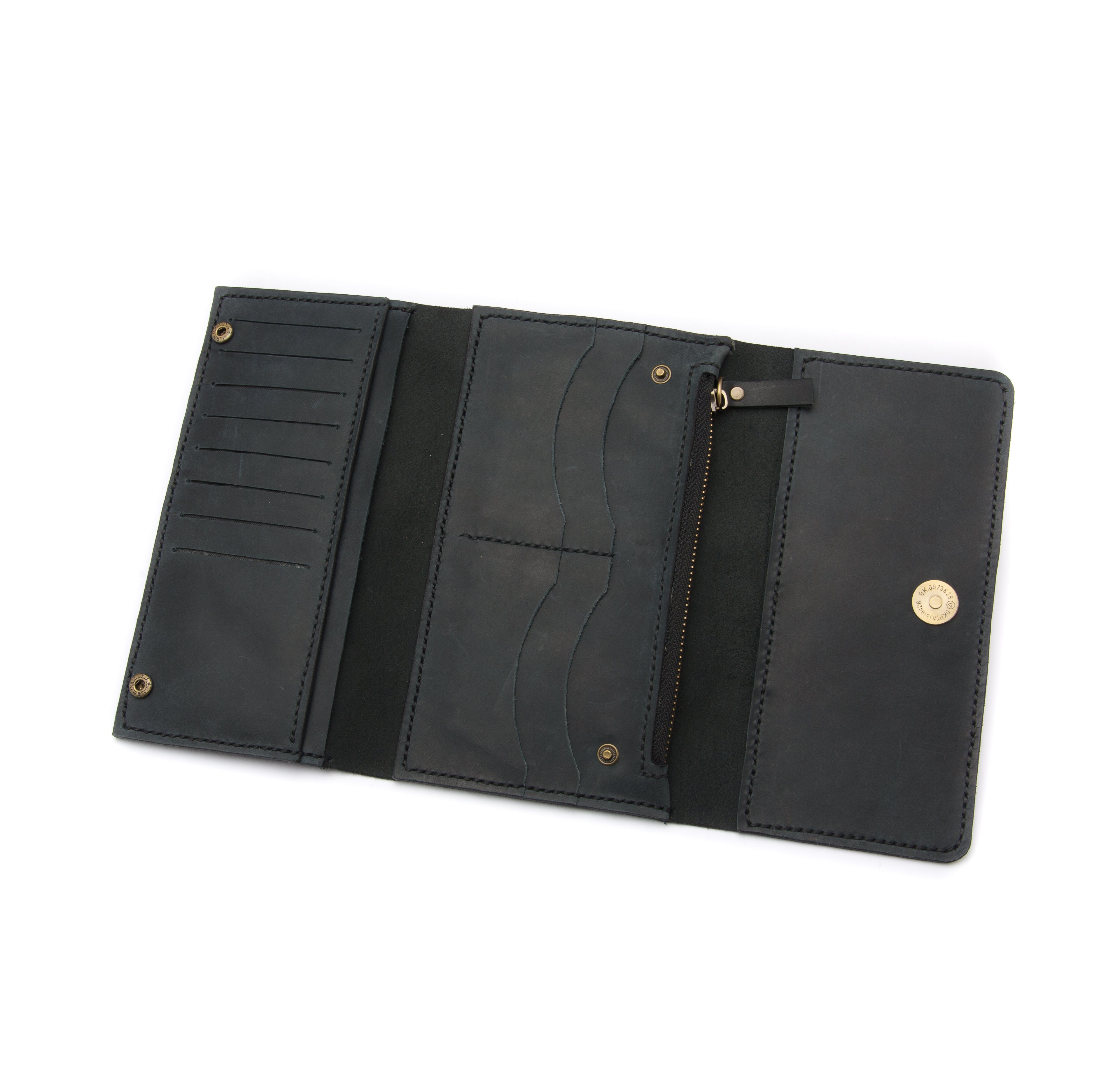 Tri-fold Long Wallet . Black
