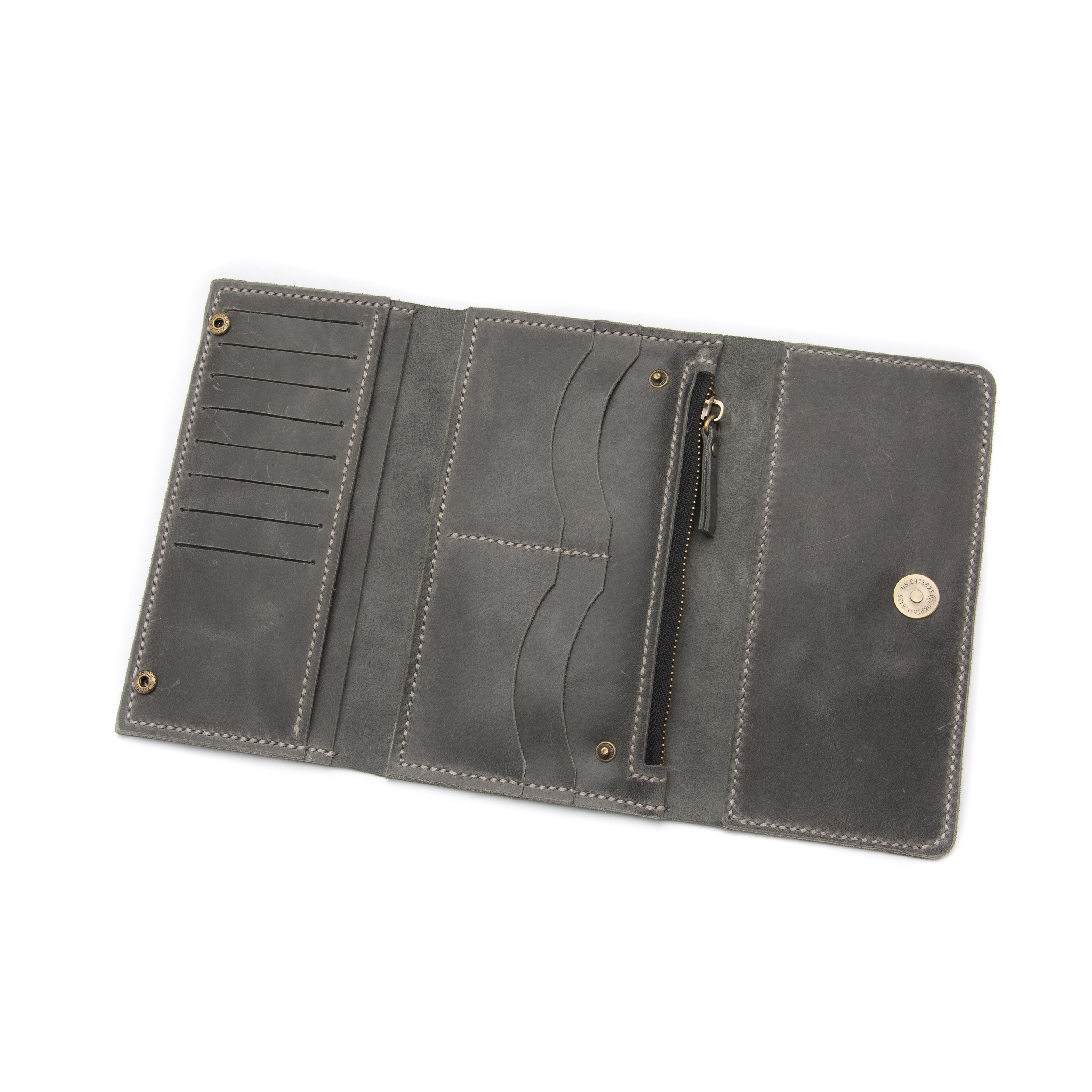 Tri-fold Long Wallet . Grey