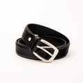 Classic Men's Belt . Black - Silver Buckle