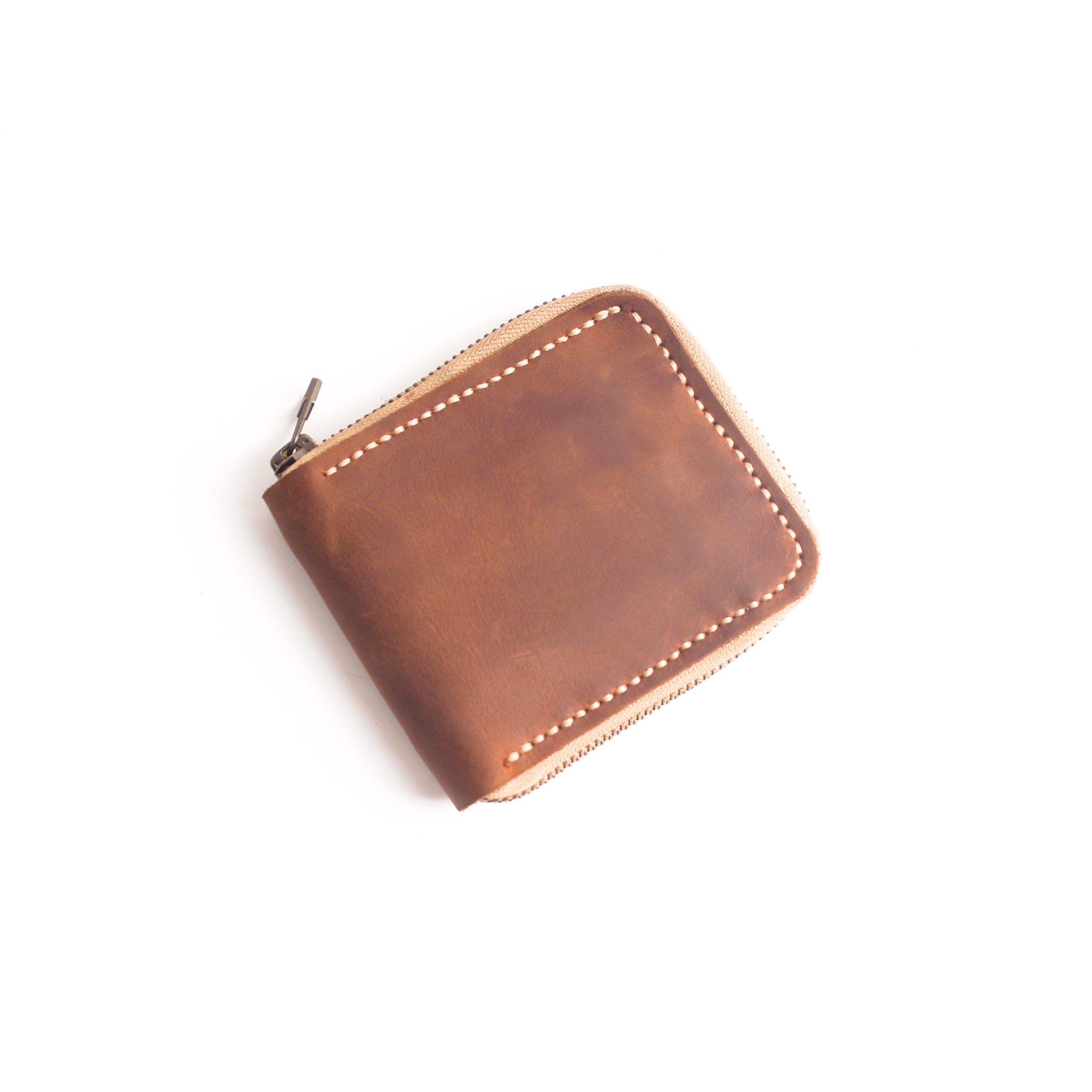 Zippered Bi-fold Wallet . Brown