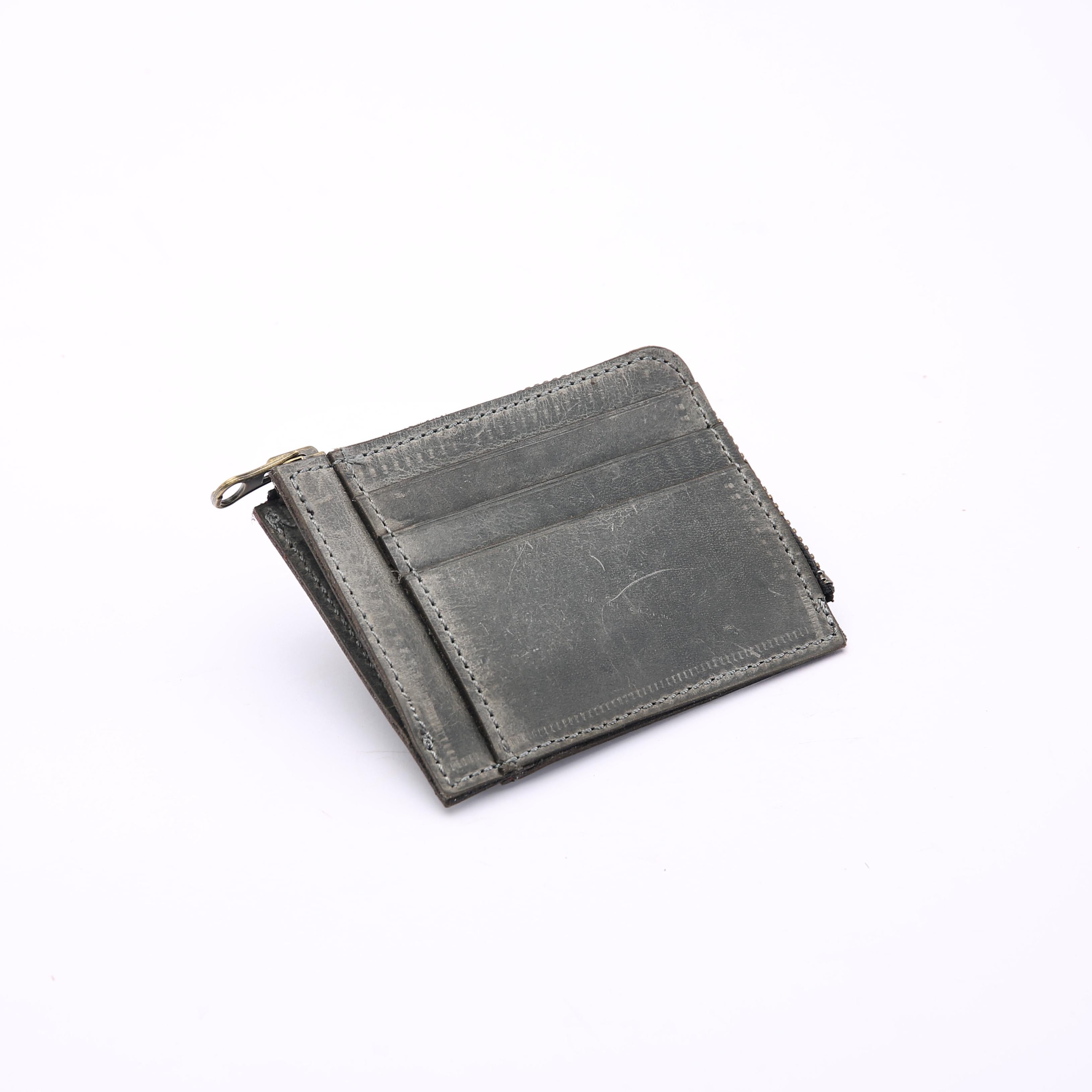 Zippered Card Holder . Grey