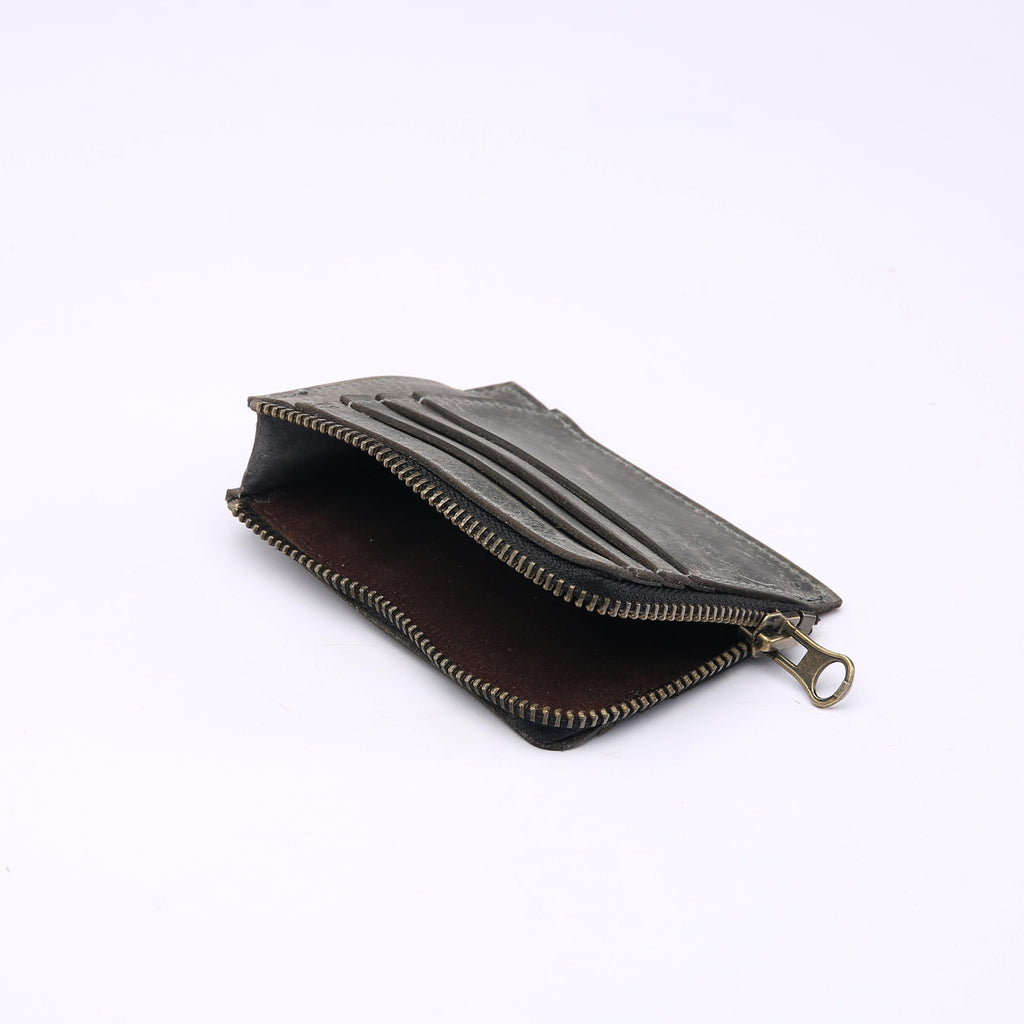Zippered Card Holder . Grey