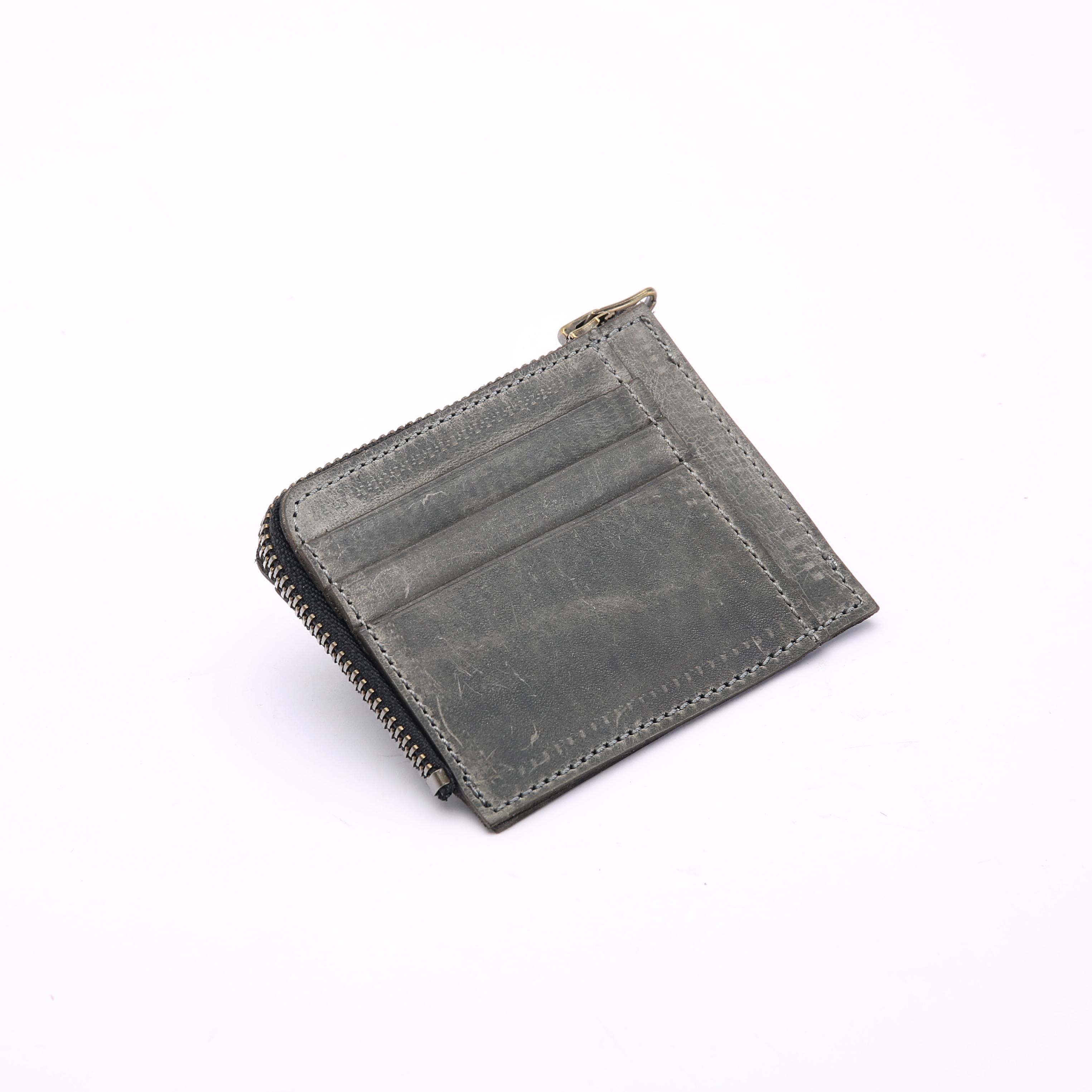 Zippered Card Holder . Grey