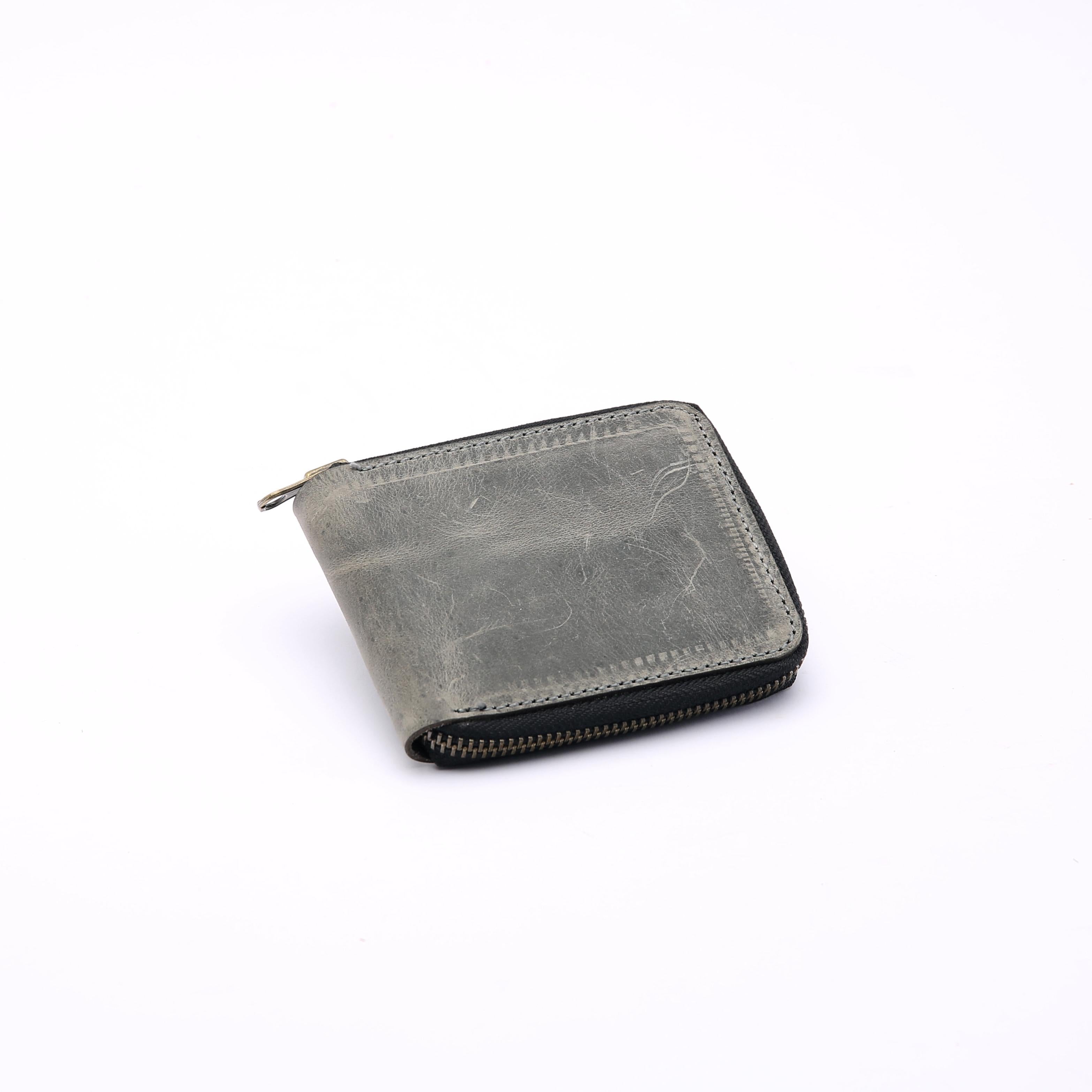 Zippered Bi-fold Wallet . Grey