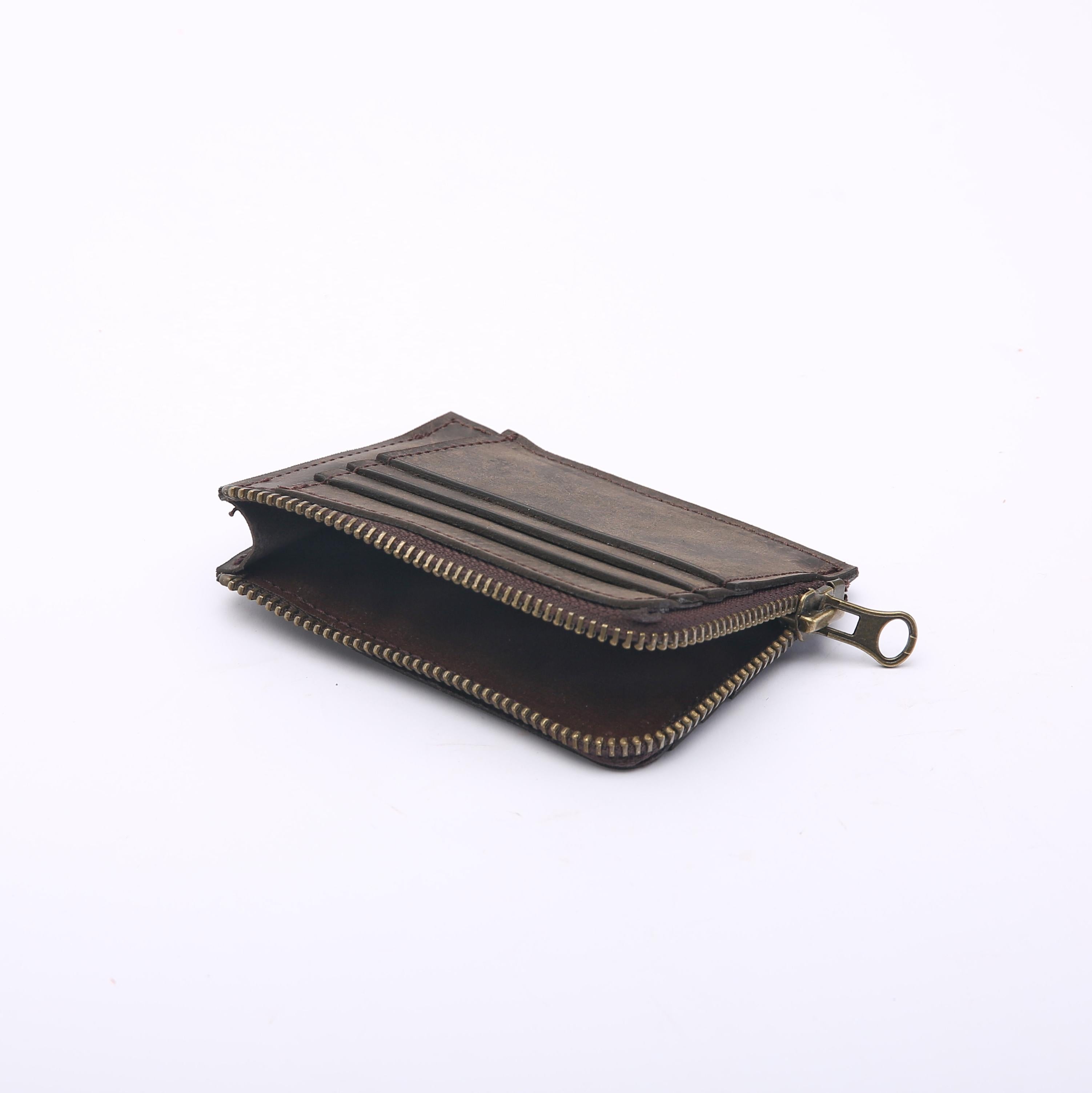 Zippered Card Holder . Ebony