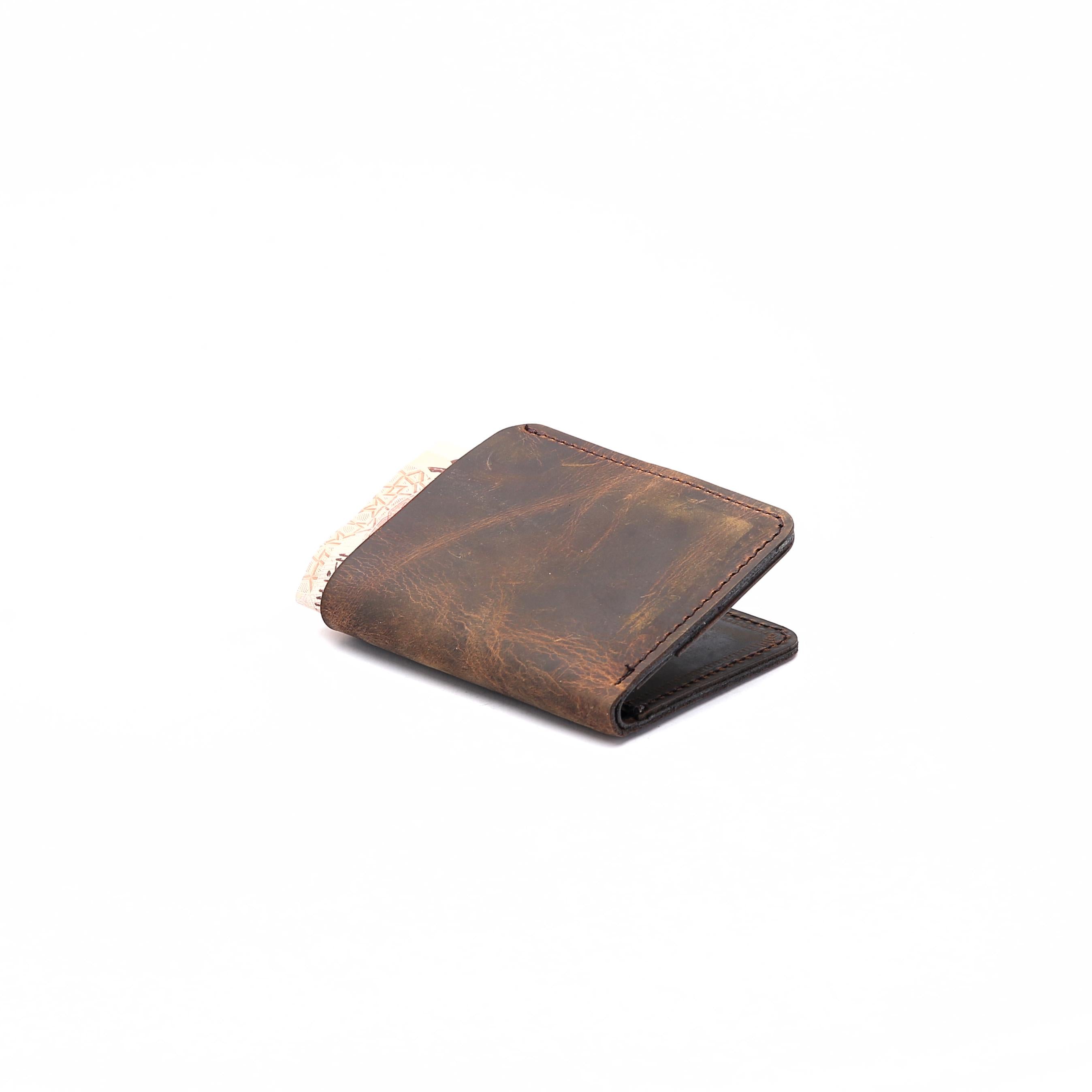 Minimal Bi-fold Wallet . Brown