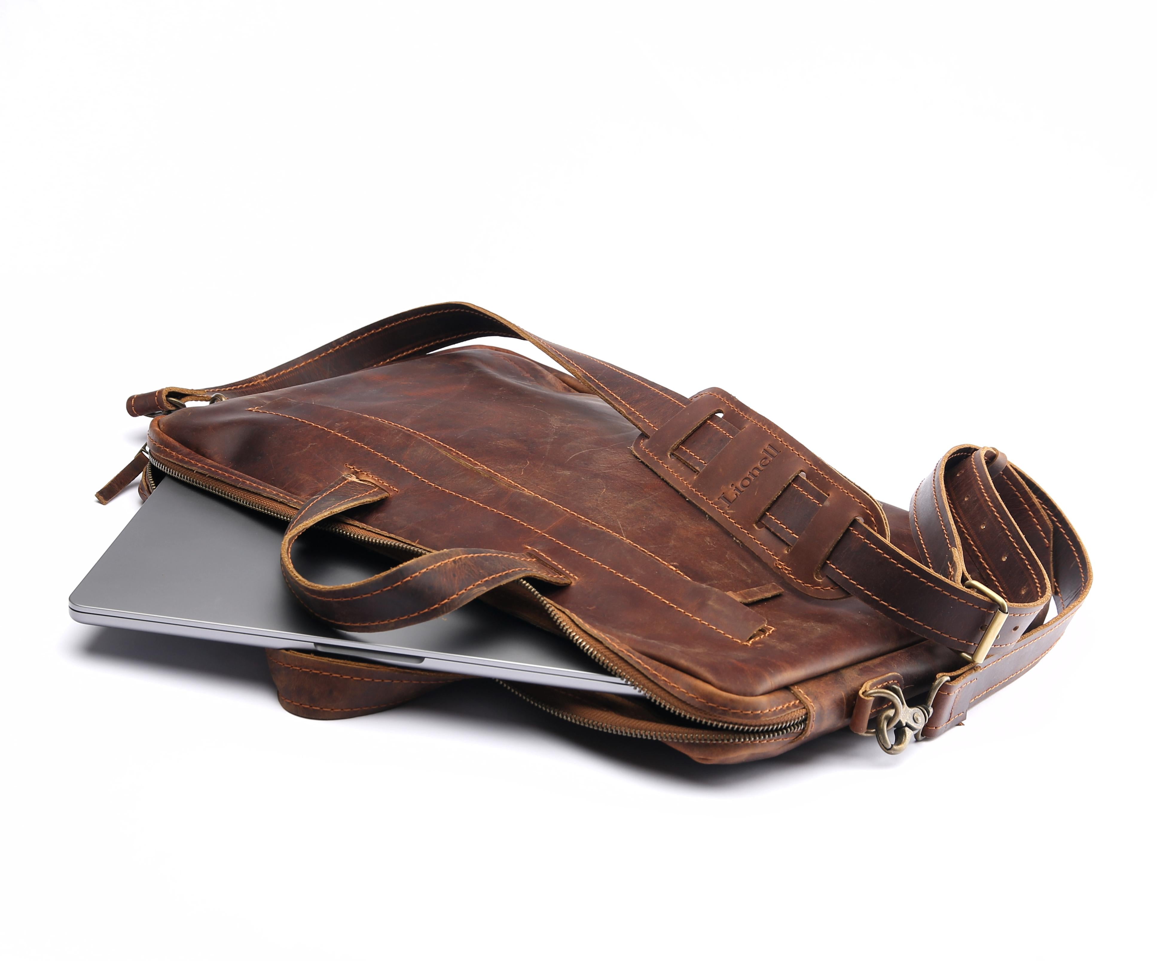 Vintage Laptop Bag . Dark Brown