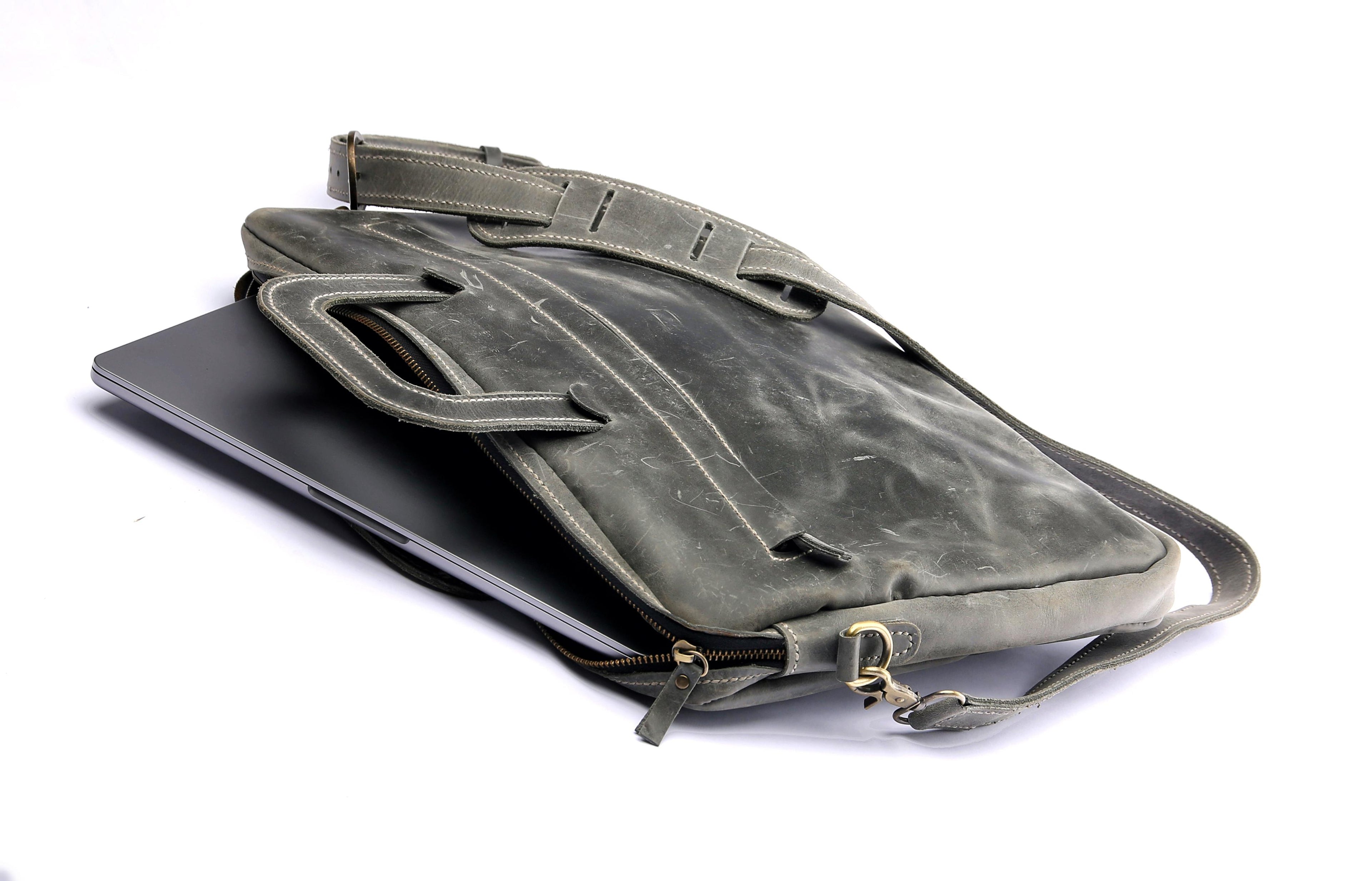 Vintage Laptop Bag . Grey