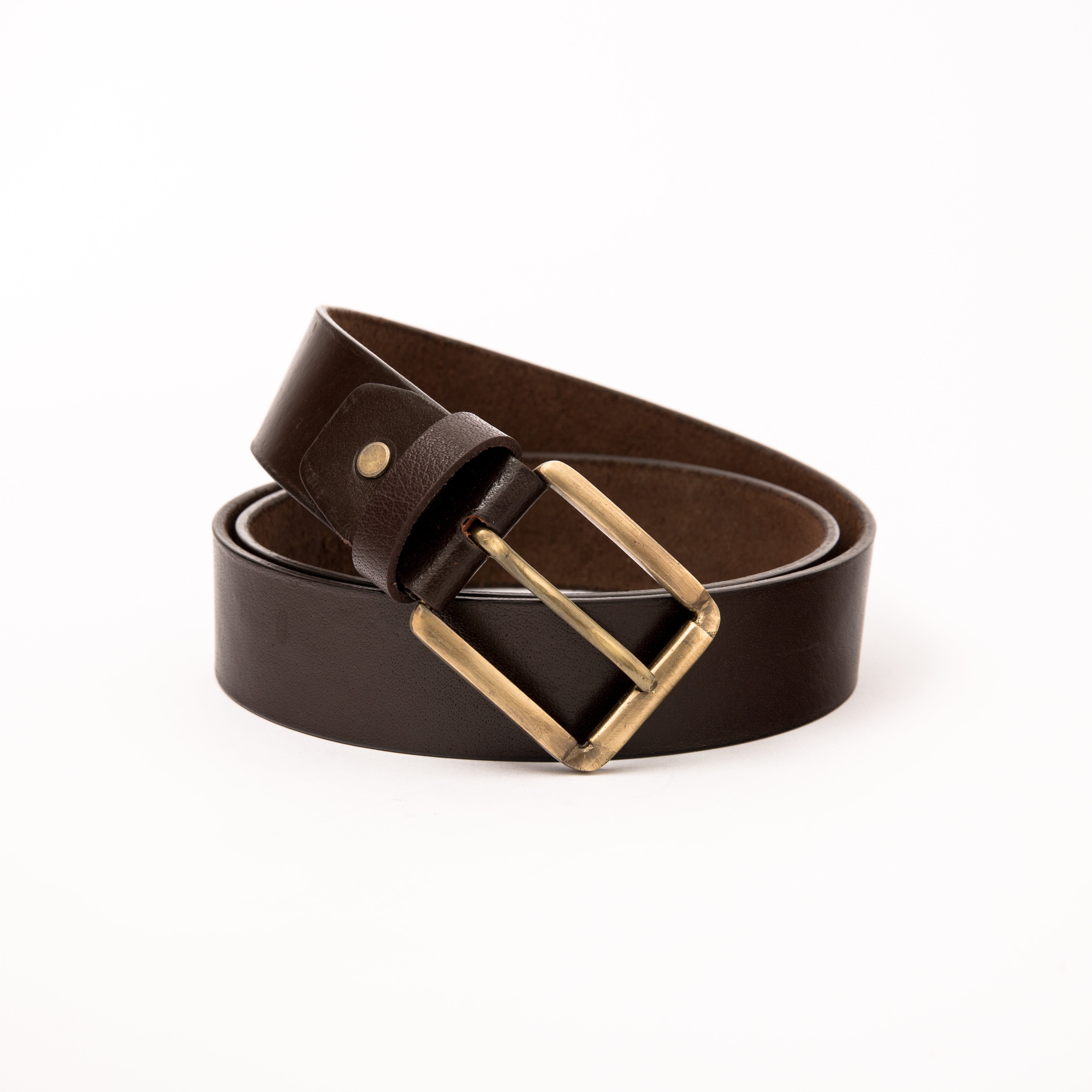 Genuine Leather Belt with Brass Buckle | Men & Women