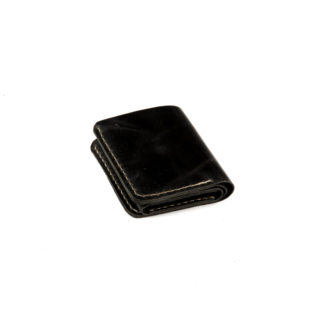 Closed view for Lionell "Noble Wallet" in premium black leather with a classy handmade design.