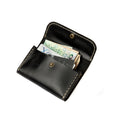 Open view of Lionell handmade compact leather wallet in black color