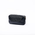 Front view of a LIONELL 'Noir' small leather handbag; handcrafted from premium black genuine leather with a soft vintage design, featuring a front flap and a sturdy top zipper, displayed on a clean white background.