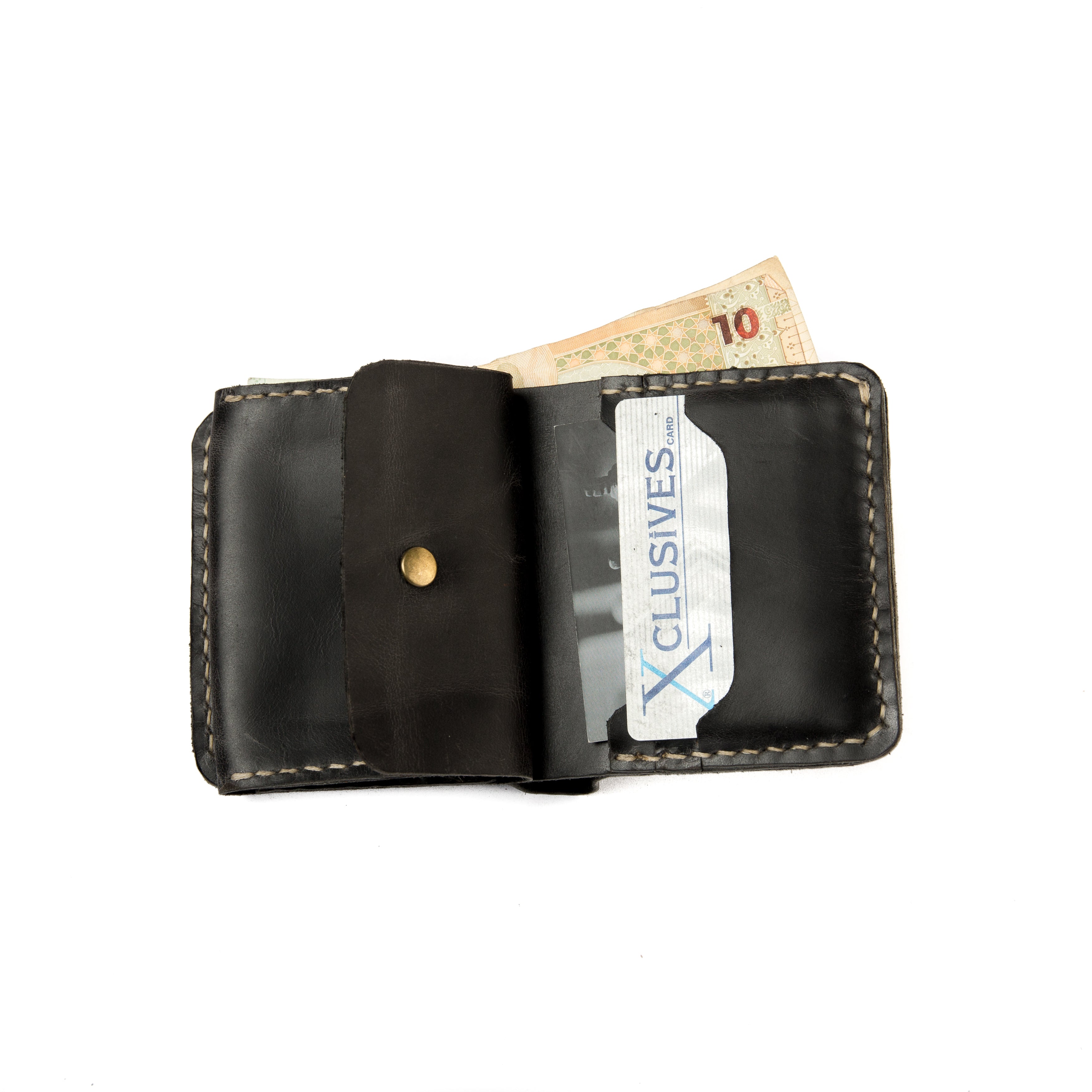 Open view for Lionell "Noble Wallet" in premium black leather with a classy handmade design.