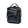 Front view of Lionell vintage leather crossbody bag for men in Navy color on white background.