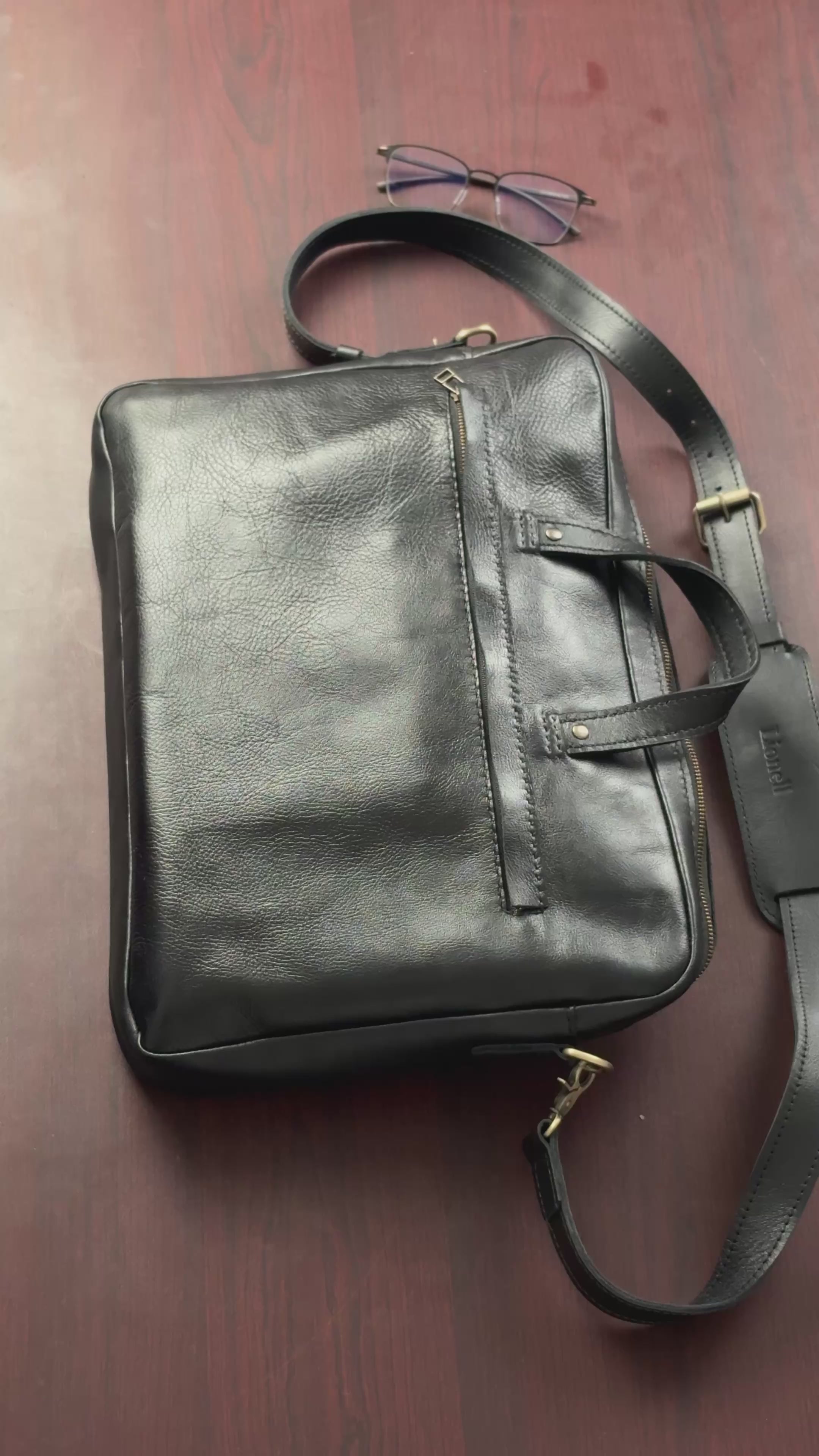 The Noir pebbled Laptop Bag
